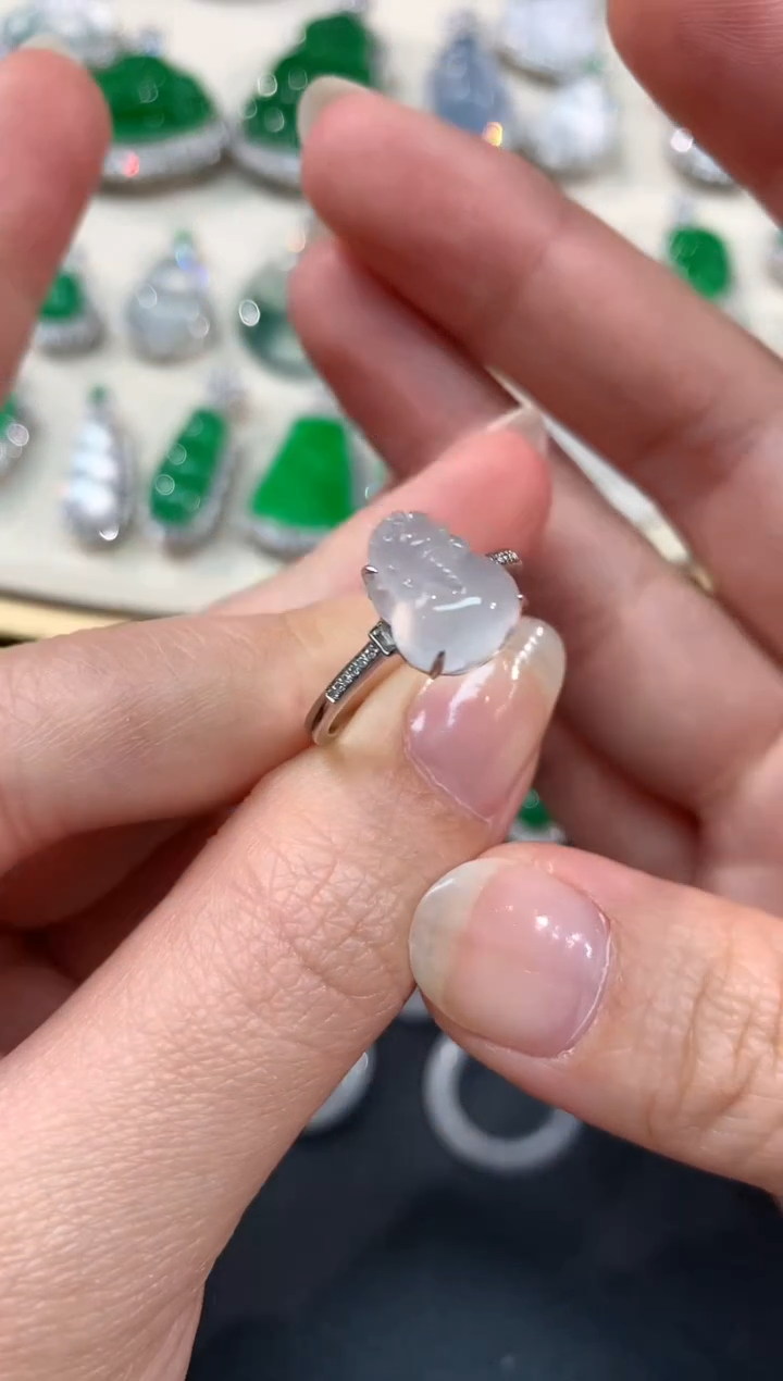 【闪购商品】翡翠戒指18K金镶嵌戒指A197|1980