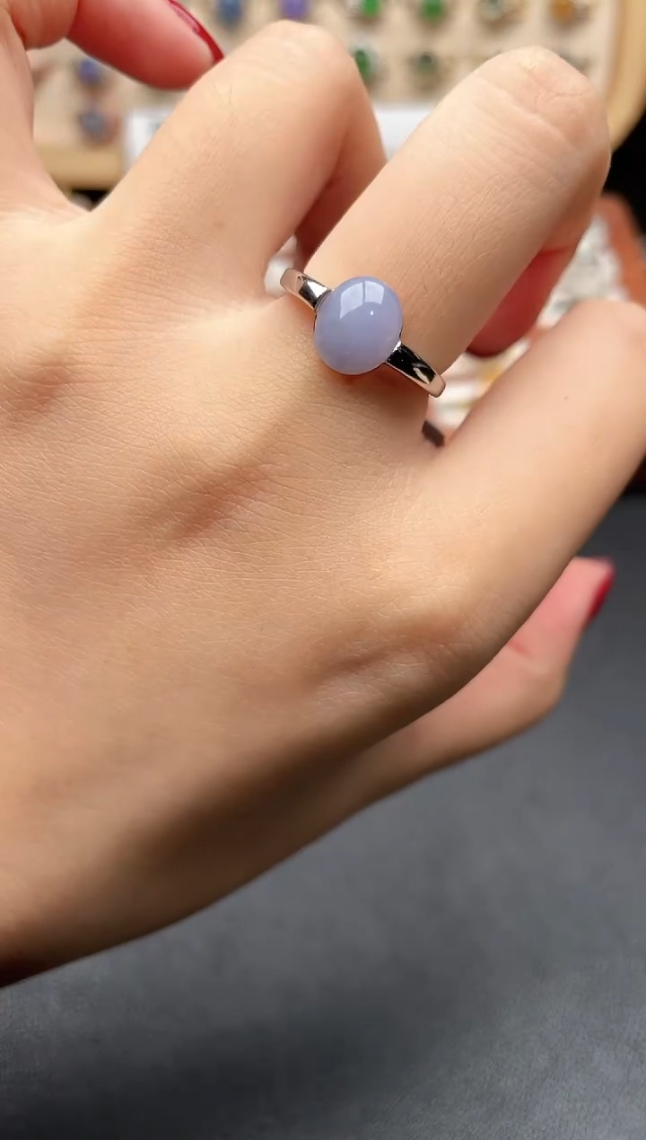 银S925镶嵌戒指翡翠一物一证一礼盒