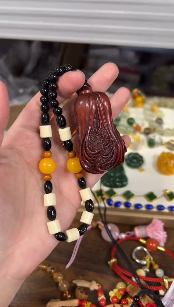 吊坠小叶紫檀孤品紫檀木白菜手把件[59]