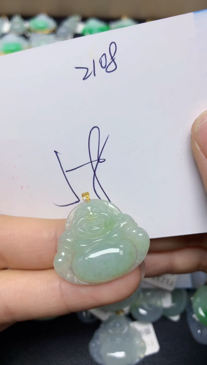 【闪购商品】翡翠挂件18K金镶嵌 天然翡翠A货