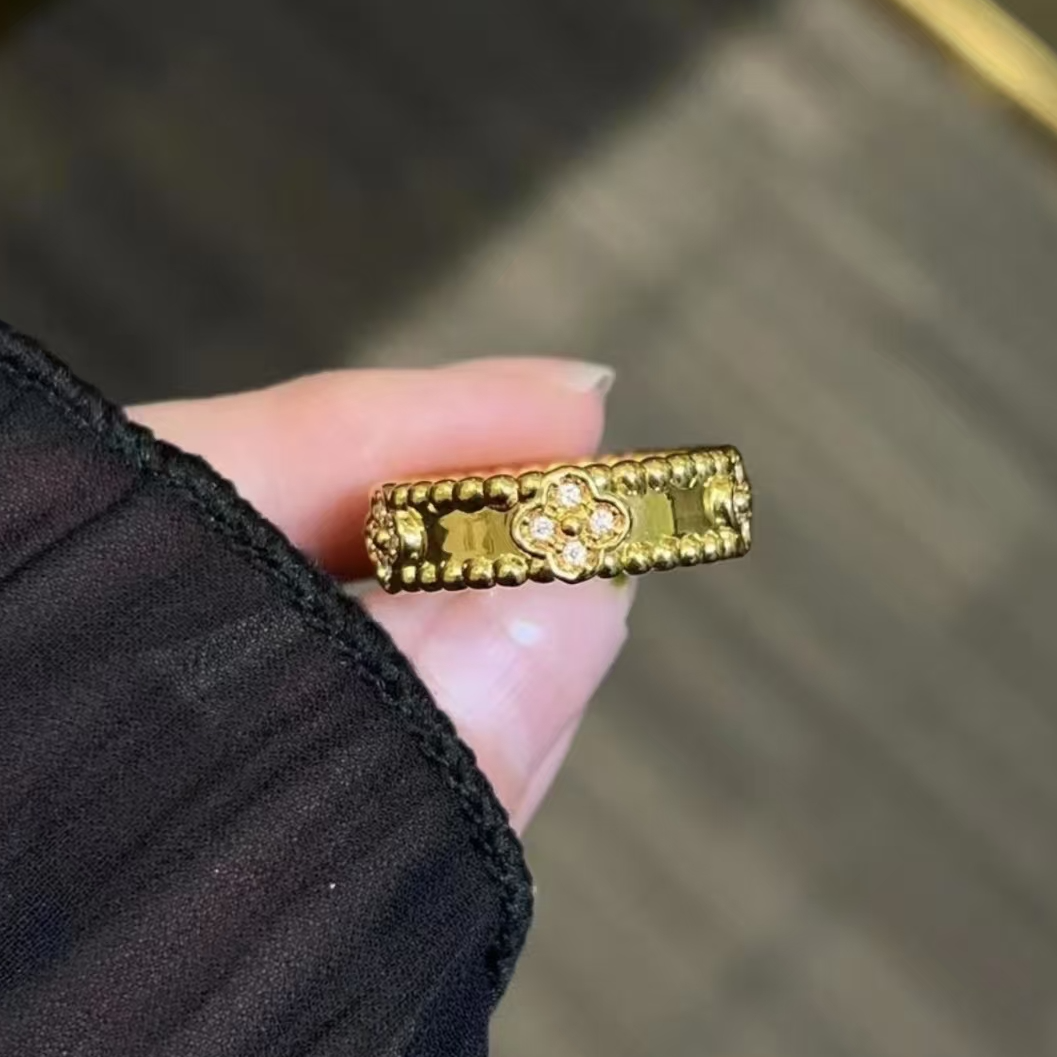 【水贝菲菲】足金999 卡家四花点钻工艺戒子 618大促新中式