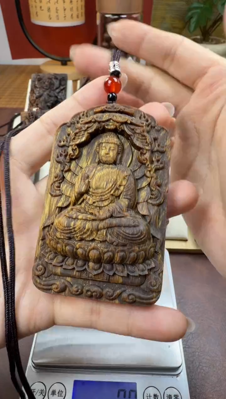 木木雕款 芽庄 十二生肖守护  阿弥托佛 8cm 送养香瓶