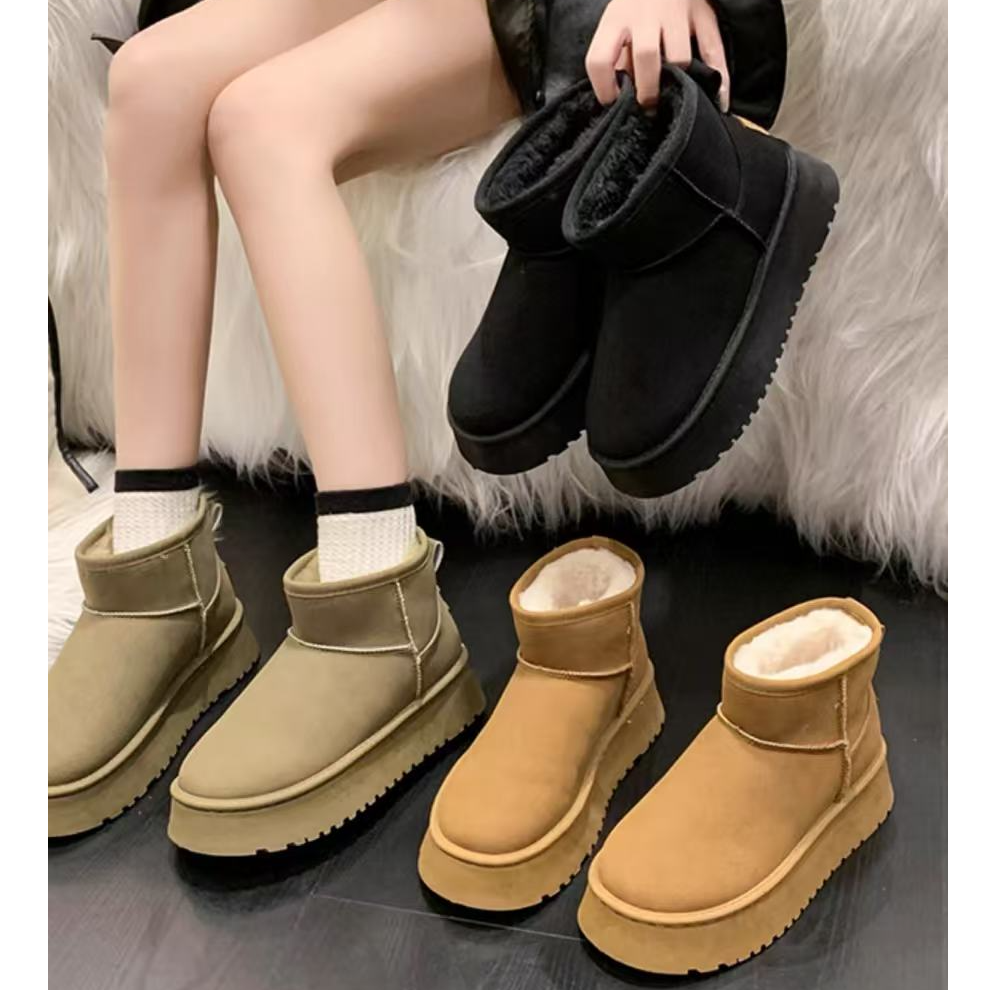 厚底雪地靴女款2025新款女鞋冬季加绒加厚保暖短筒雪地棉鞋子