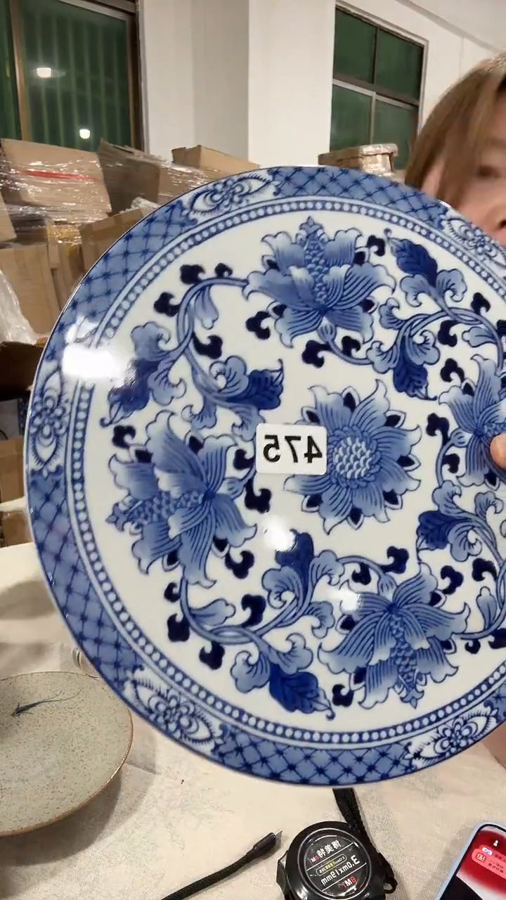 搪瓷昵*475大大青花平盘手绘