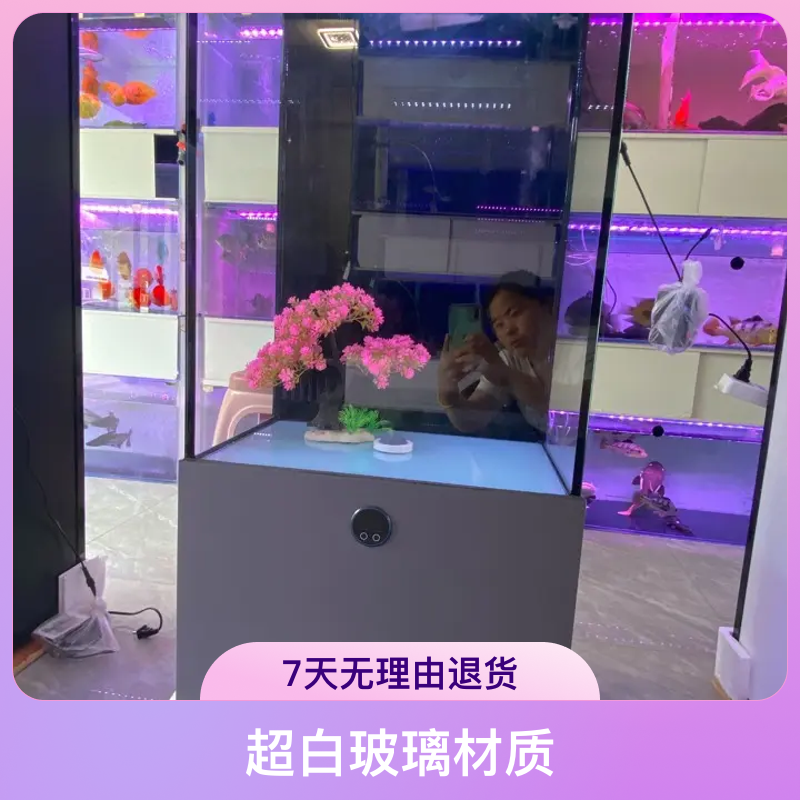 客厅时尚落地免换水超白玻璃智能一体底滤鱼缸