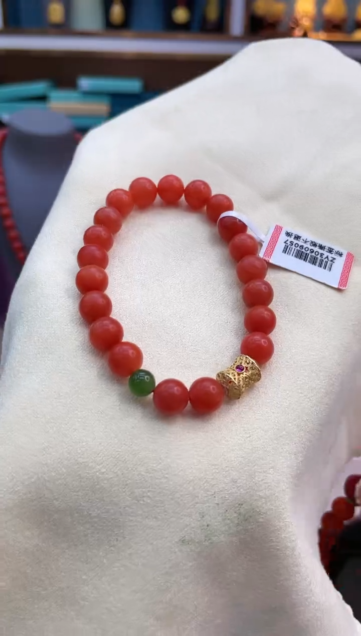 【闪购商品】南红玛瑙手链18K金镶嵌@@ZY30609057