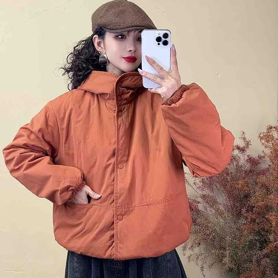 17735新款冬季加厚休闲百搭显瘦减龄连帽棉服