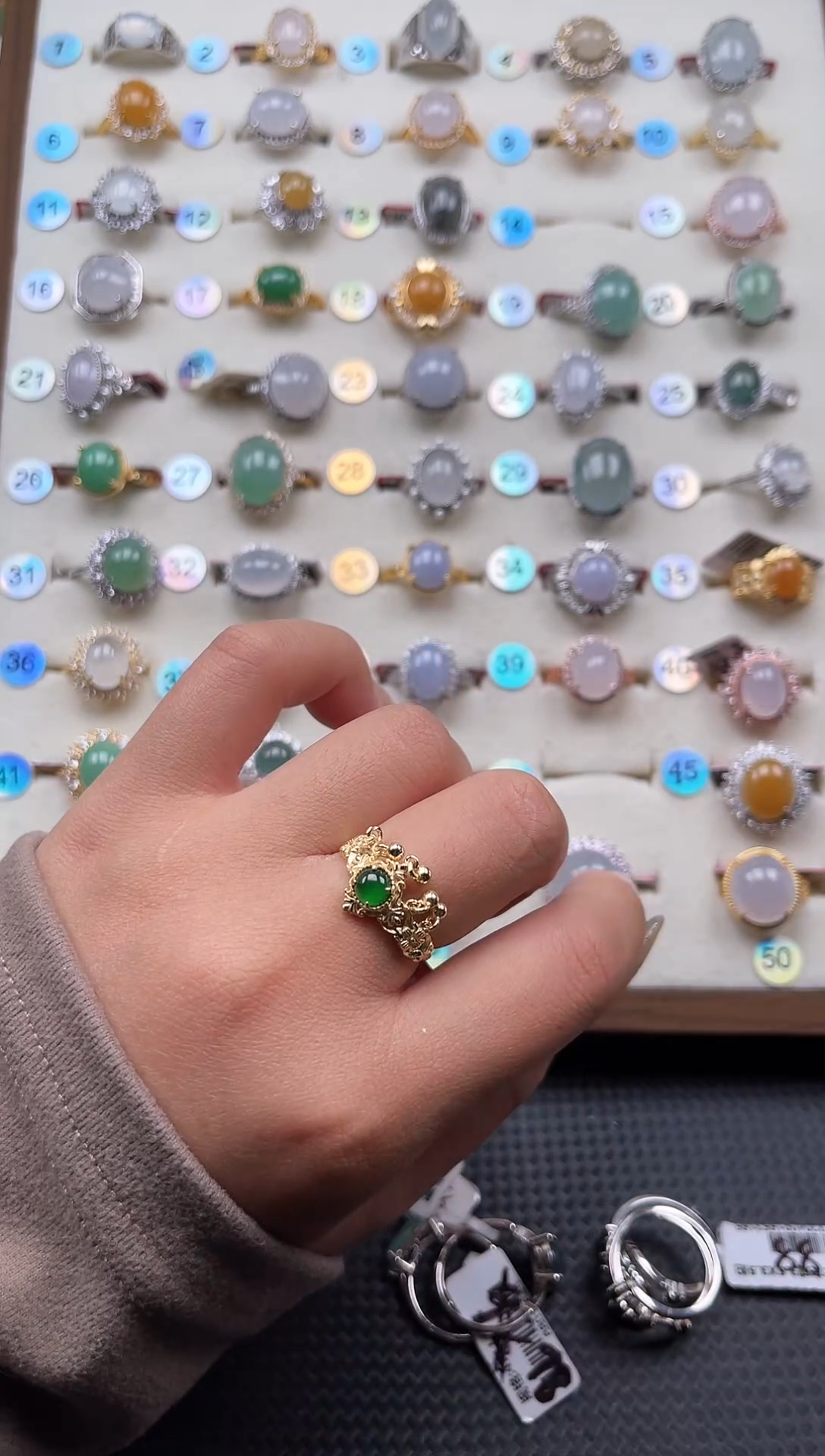 【闪购商品】翡翠戒指银S925镶嵌天然A货翡翠戒指