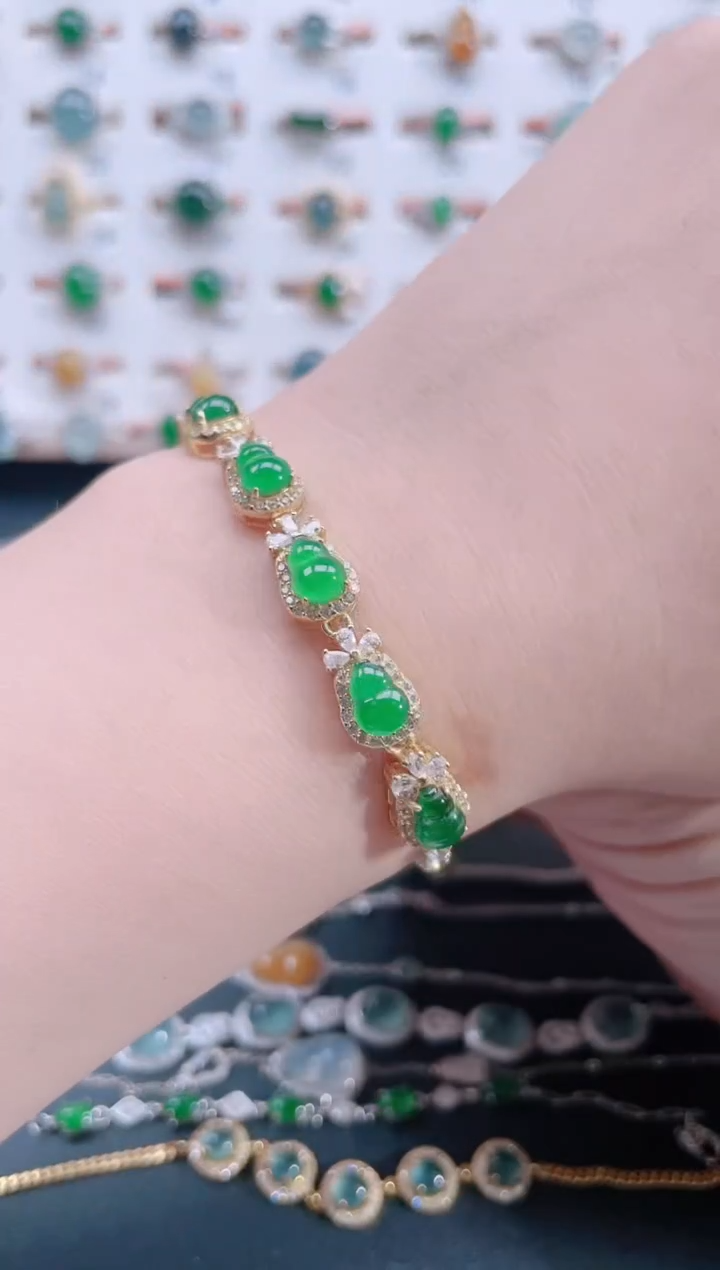 银S925镶嵌手链翡翠天然翡翠