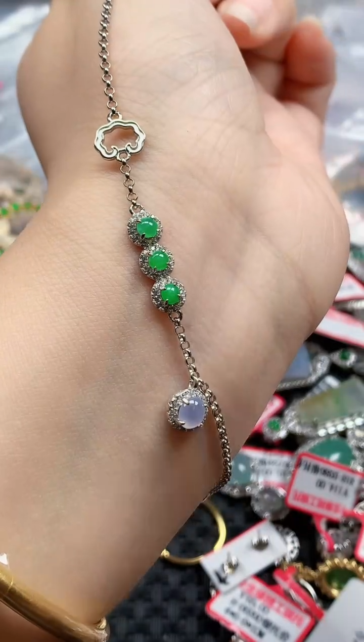 银S925镶嵌戒指翡翠天然A货缅甸翡翠