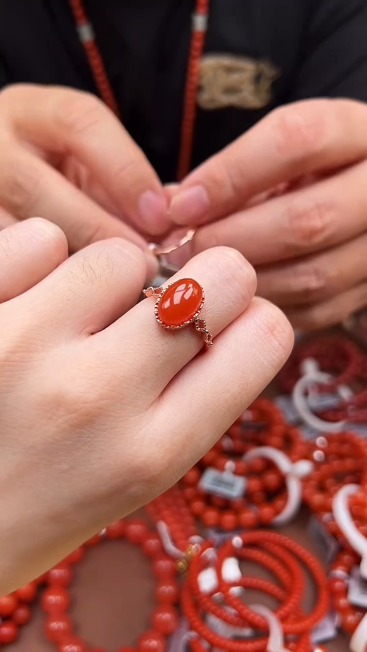 未镶嵌戒指南红玛瑙C08保山滴水洞戒指