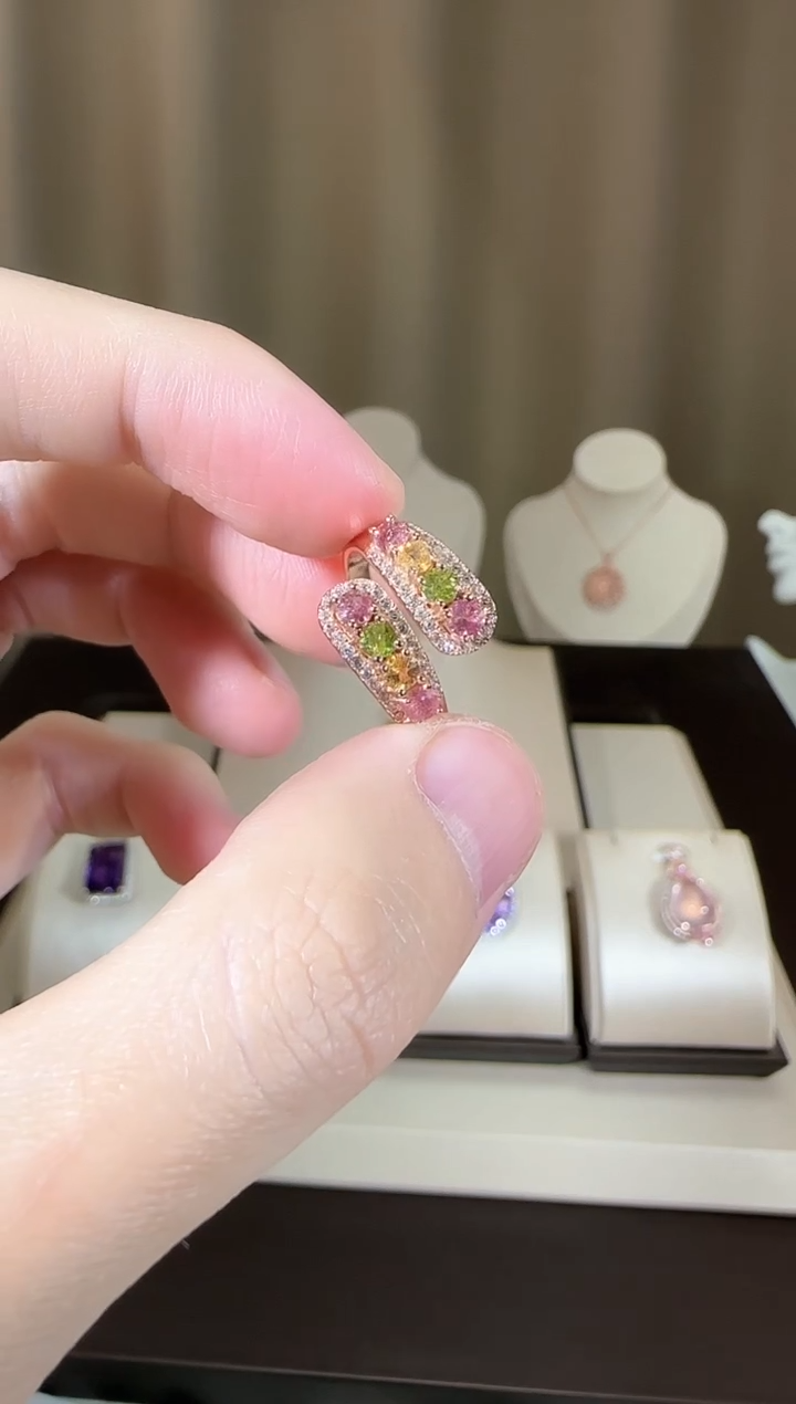 【闪购商品】碧玺戒指银S925镶嵌设计款