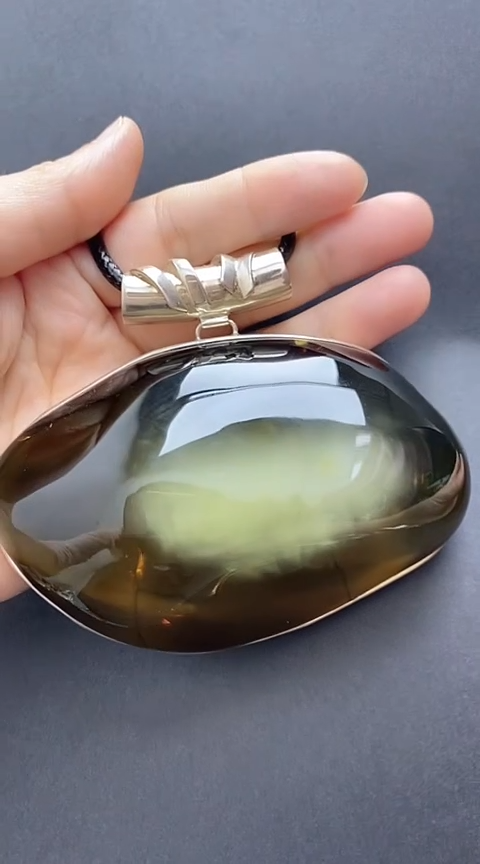 【闪购商品】琥珀裸石银S925镶嵌琥珀吊坠