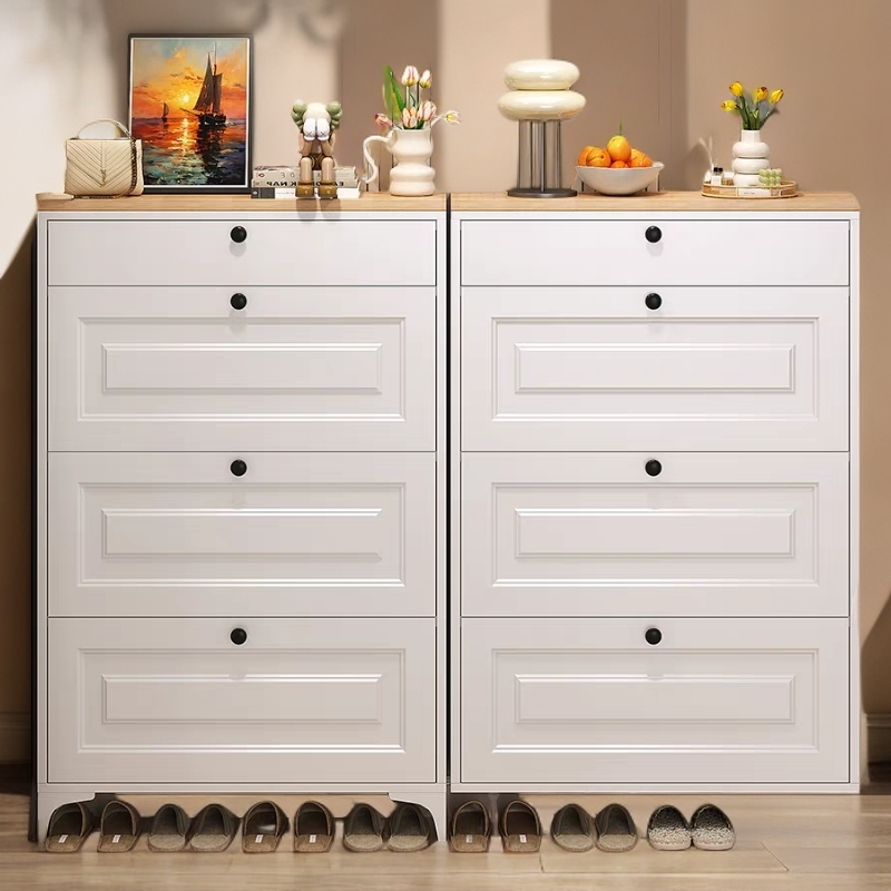 超薄12cm压型北欧风多门3门鞋柜储物柜门厅翻斗式