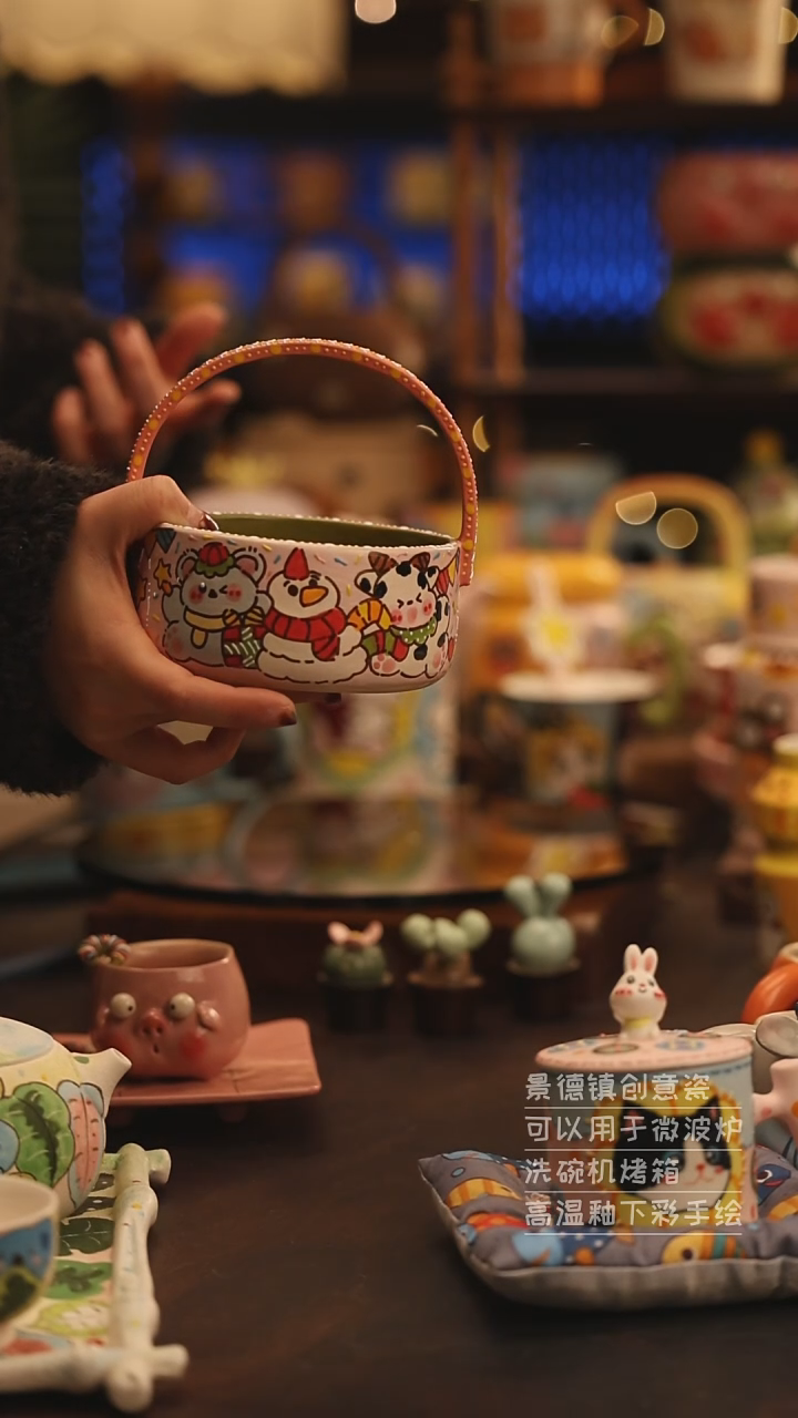 陶瓷景德镇可爱陶瓷釉下彩绘设计师款