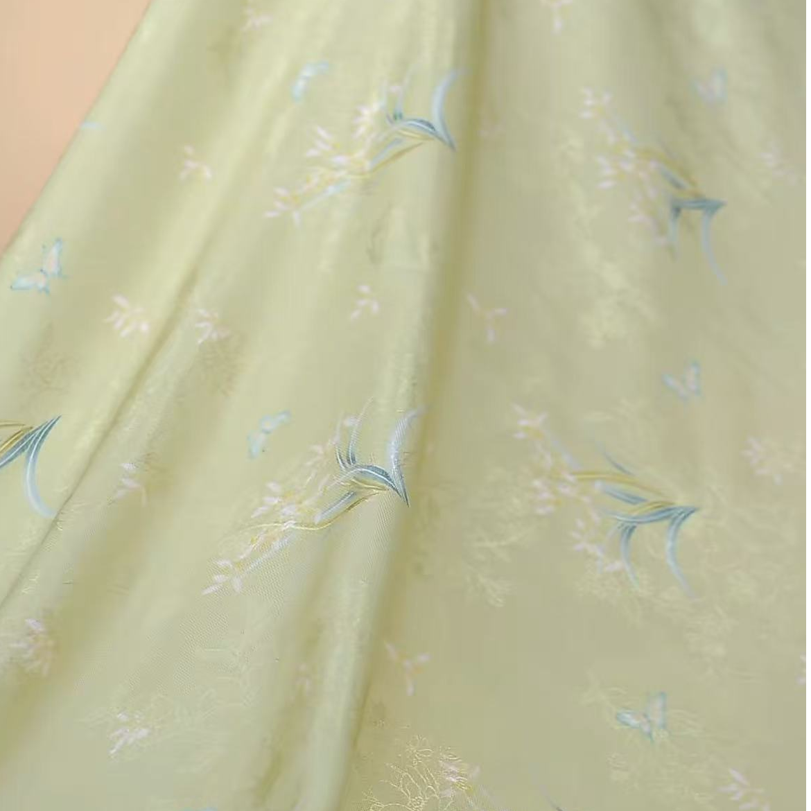 【A81】兰梦如烟 花罗桑蚕丝布料-（定制商品）