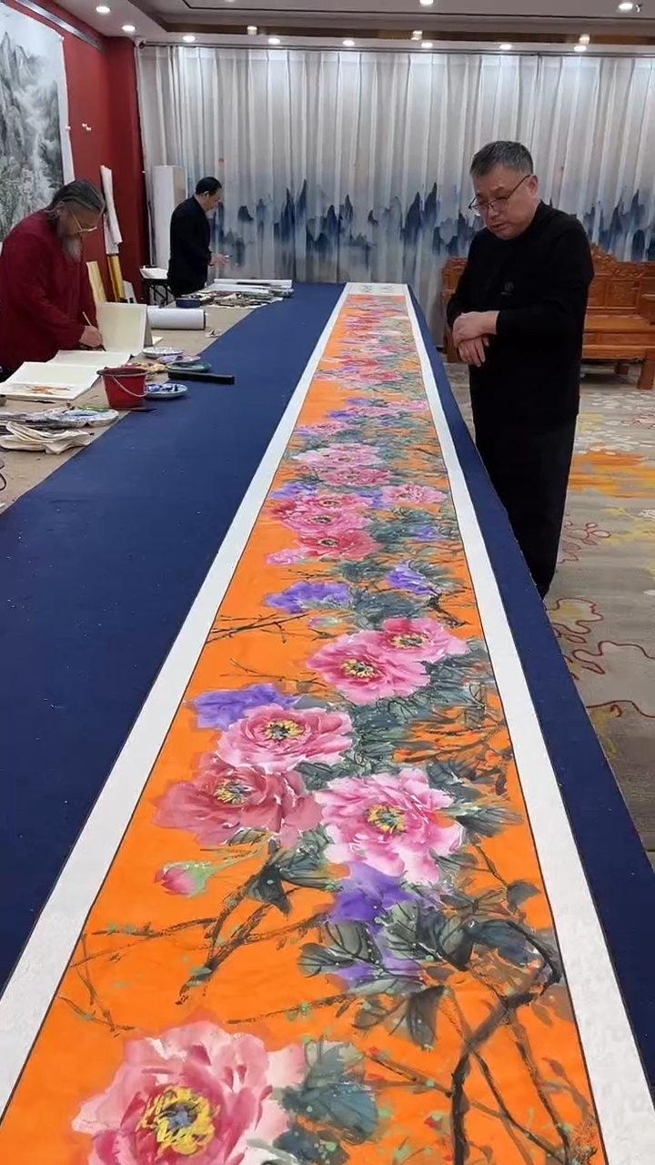 书法田双乐牡丹长卷