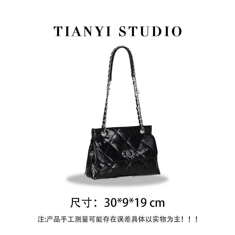 【天一甄选】GQ-89003-黑色 轻奢高级韩版单肩时尚简约女包