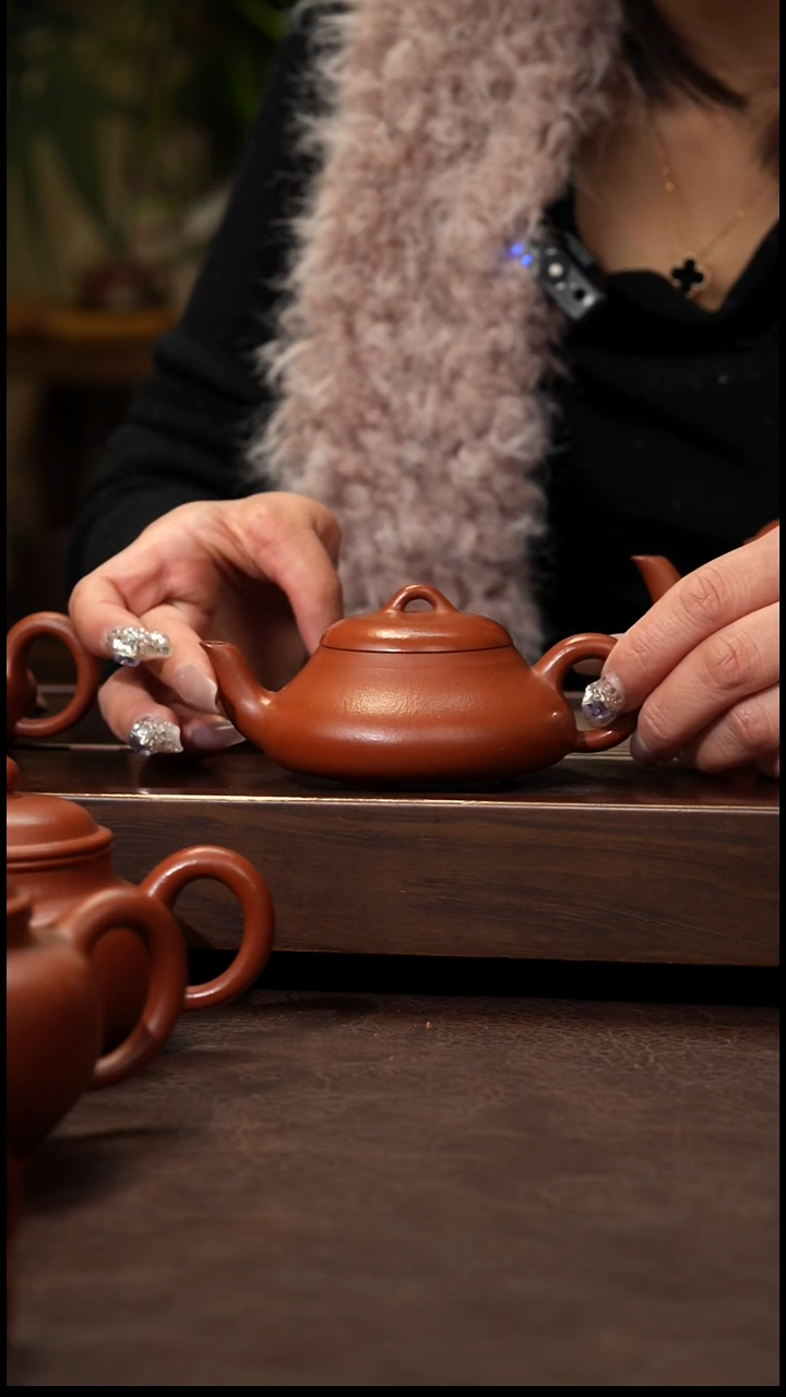 茶壶紫砂朱泥全手汉唐石瓢*150cc左右