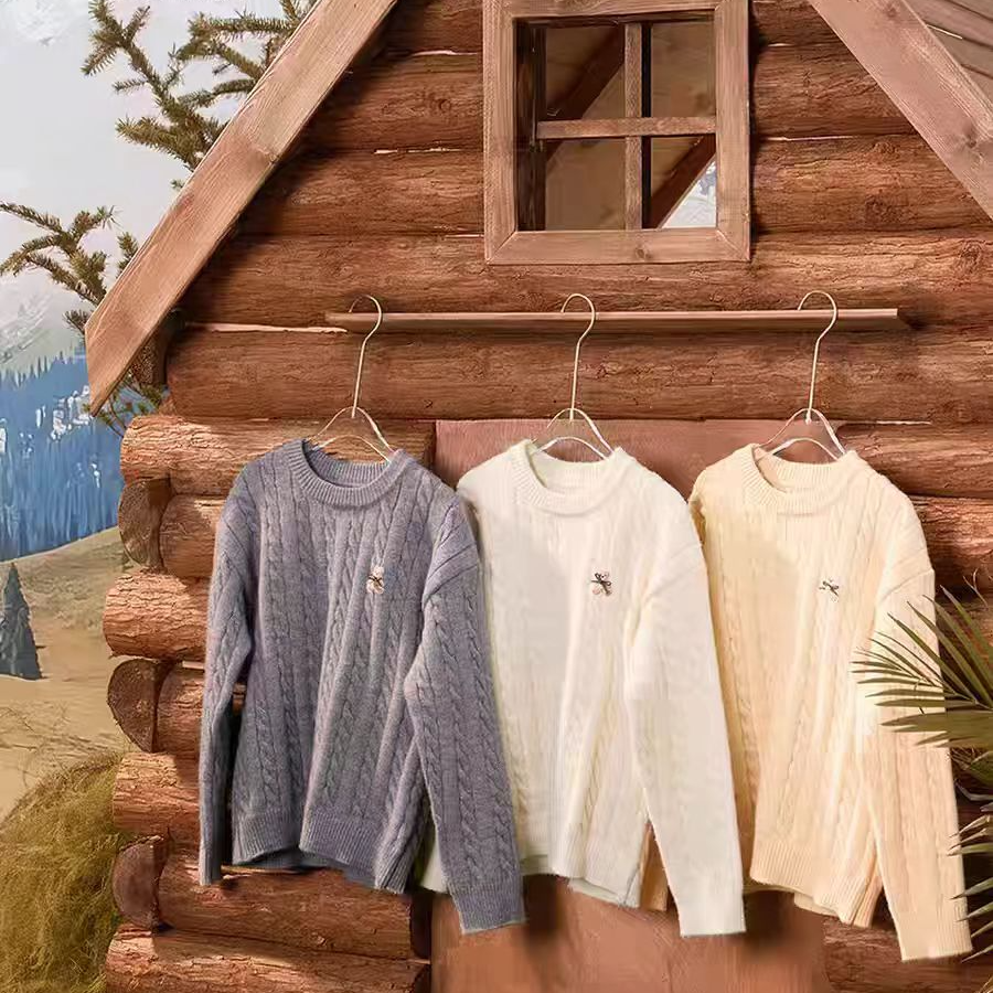 女童金丝绞花毛衣2025冬装新款洋气百搭毛线衣打底衫儿童毛衫4037