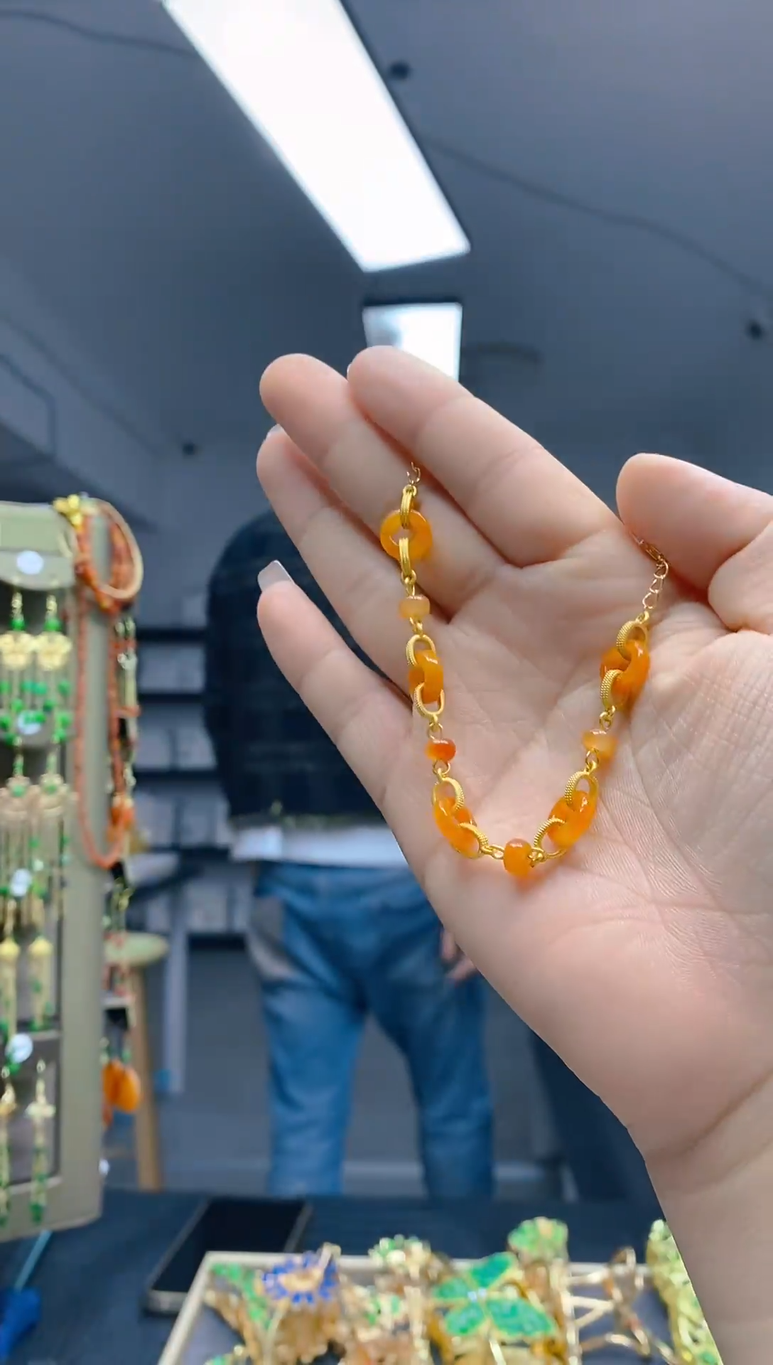 【闪购商品】翡翠耳饰合金62翡翠手链