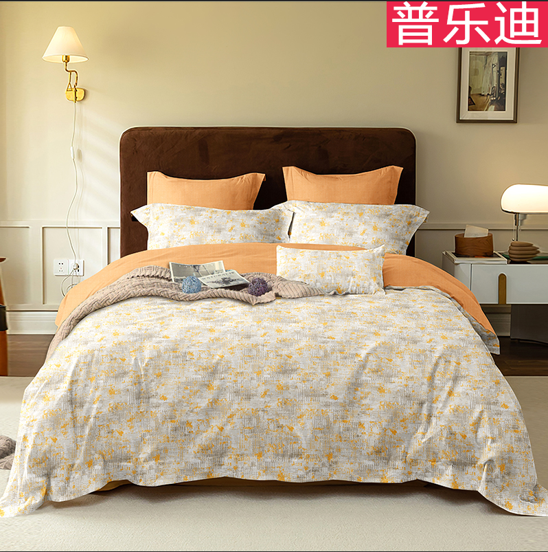 普乐迪  春季四件套全棉亲肤简约床单被套床上用品时尚轻奢双面