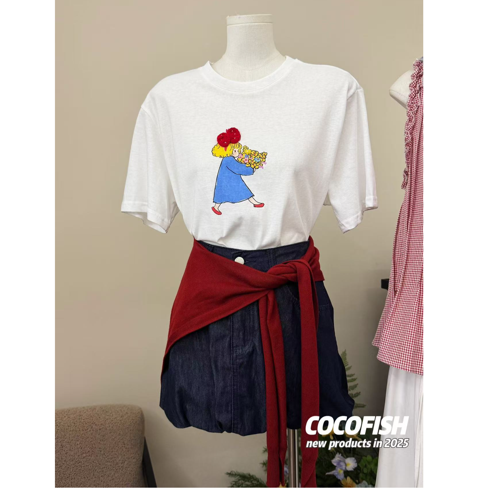 百搭圆领韩系小女孩印花短袖T恤#61246