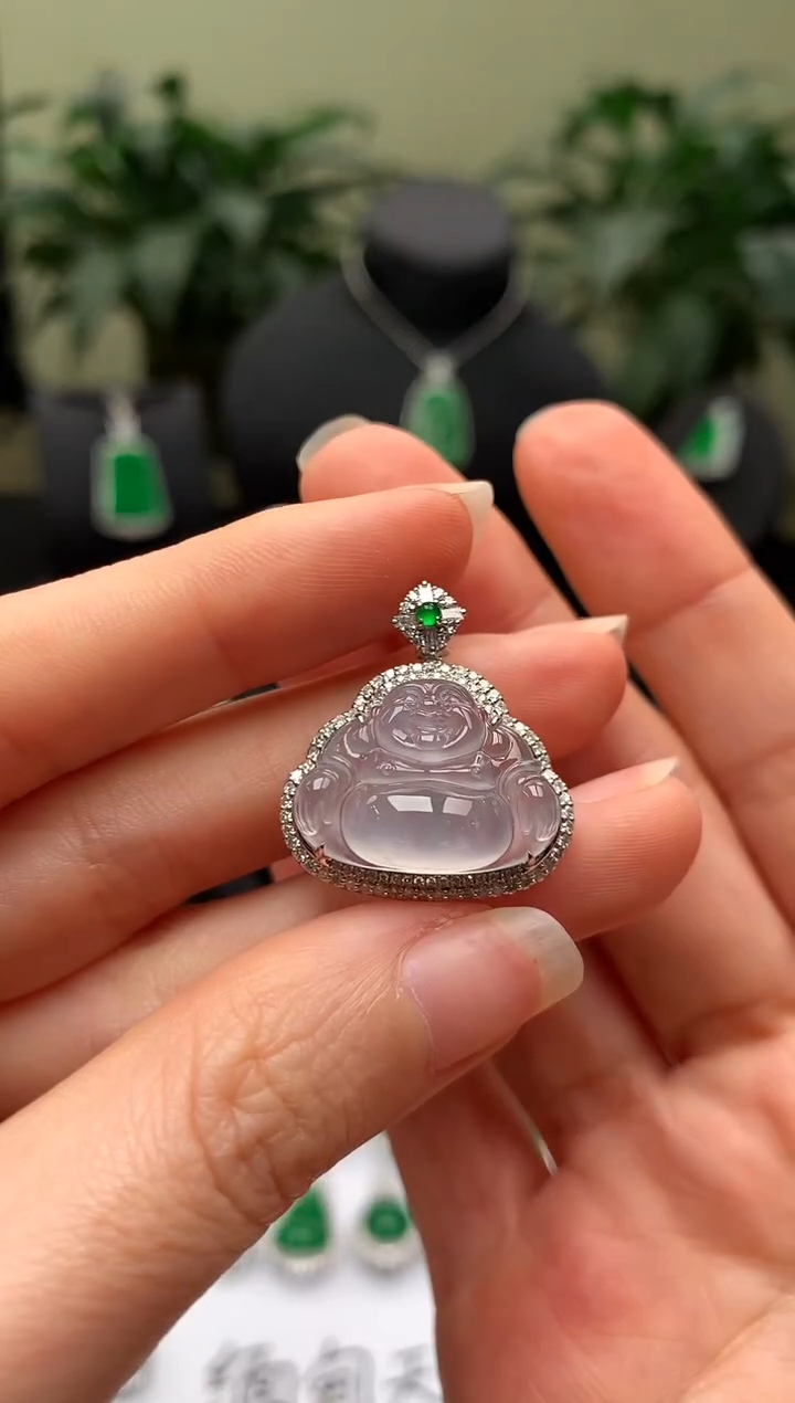 【闪购商品】翡翠颈饰18K金镶嵌佛公