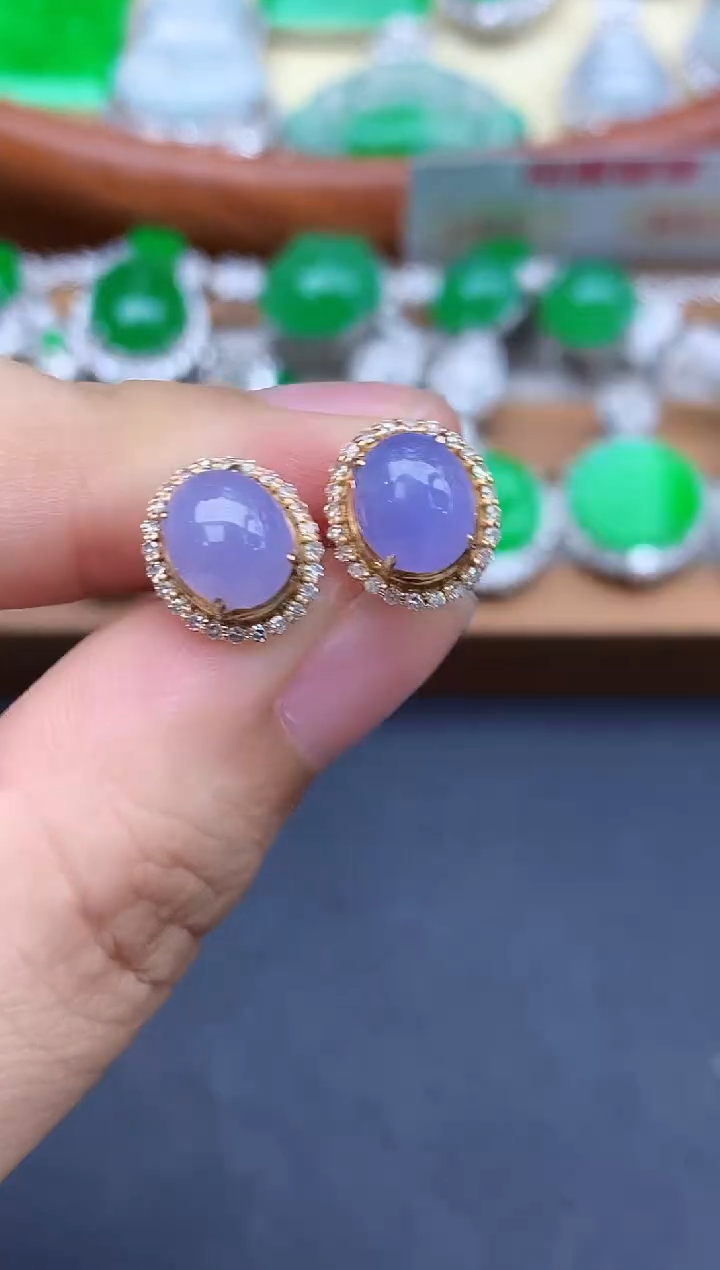 18K金镶嵌翡翠耳饰514-中国好珍宝