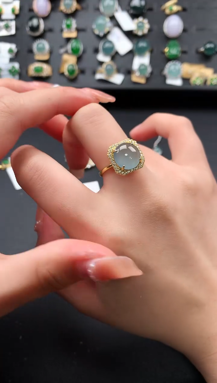 【闪购商品】翡翠戒指18K金镶嵌5214124