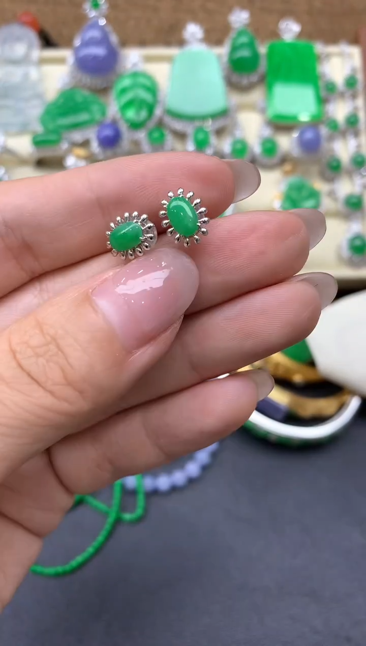 【闪购商品】翡翠耳饰18K金镶嵌318-中国好珍宝