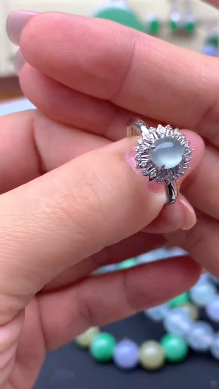 【闪购商品】翡翠戒指18K金镶嵌2-天然翡翠