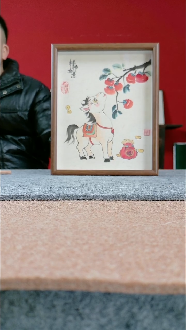 国画纯手写纯手绘-带框23*28