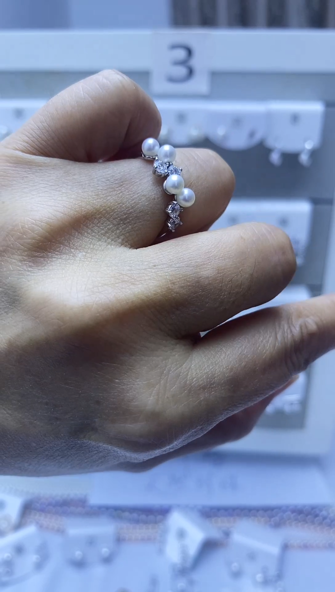 银S925镶嵌耳饰淡水珍珠戒指2