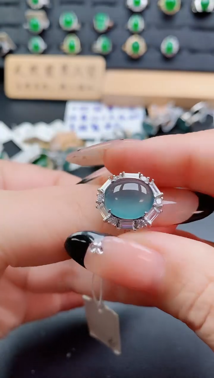 银S925镶嵌戒指翡翠12121
