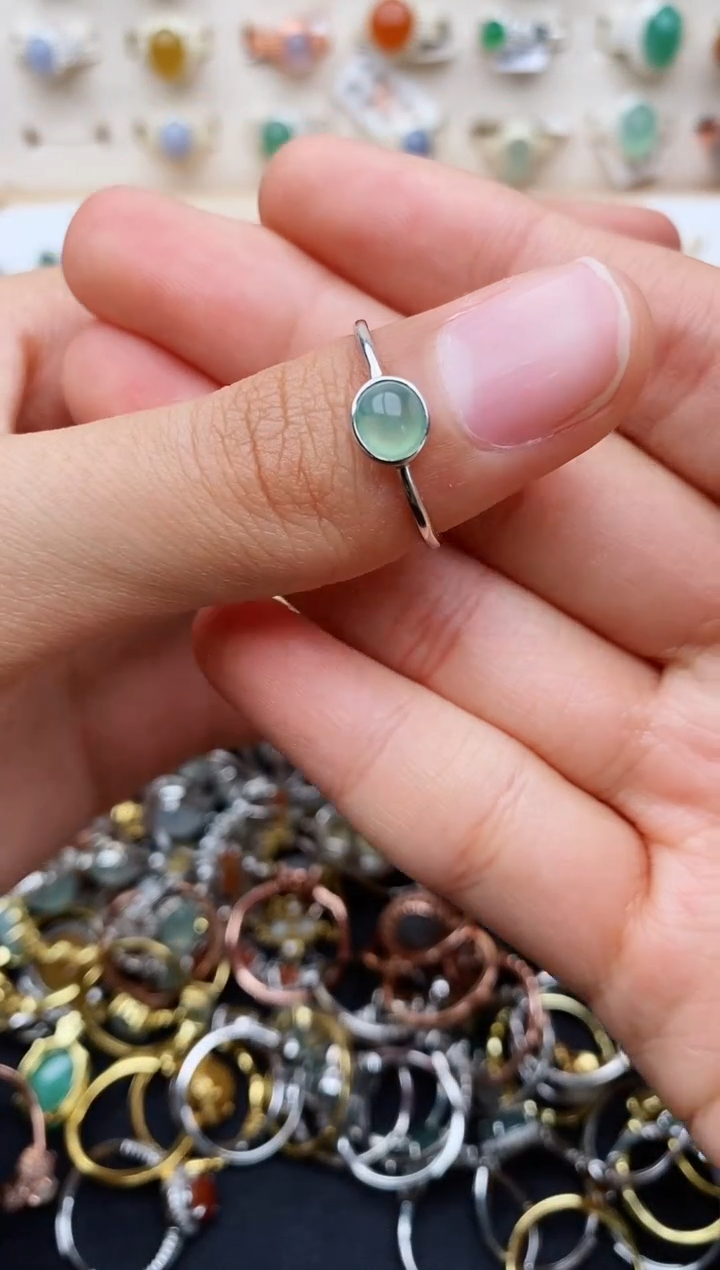 【闪购商品】翡翠戒指银S925镶嵌缅甸翡翠