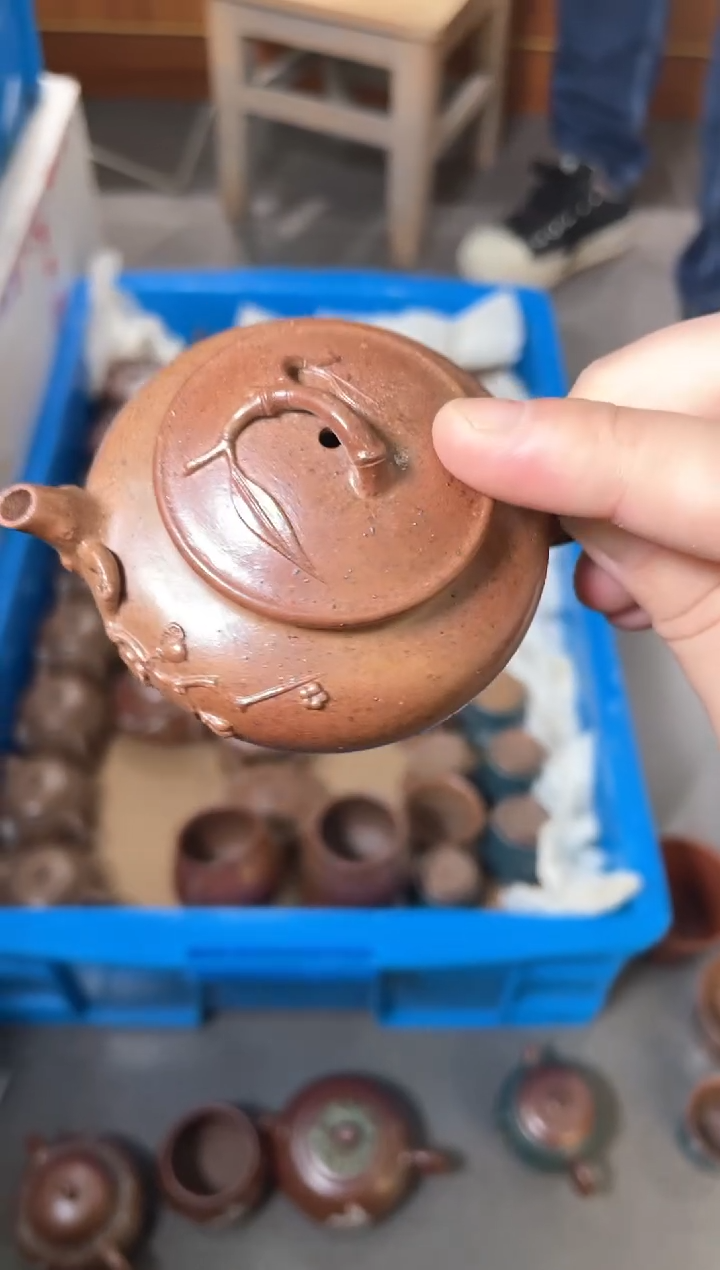 【闪购商品】紫砂茶壶胭脂红柴烧梅花小壶