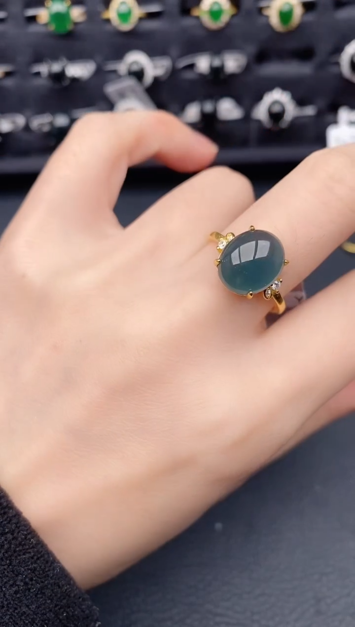 银S925镶嵌戒指翡翠天然a货翡翠299