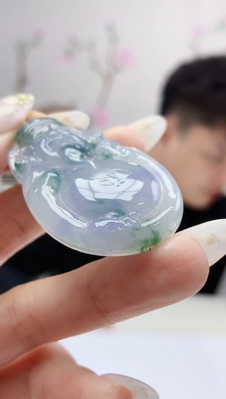 定制翡翠未镶嵌029ee-毛货财神35赠金扣