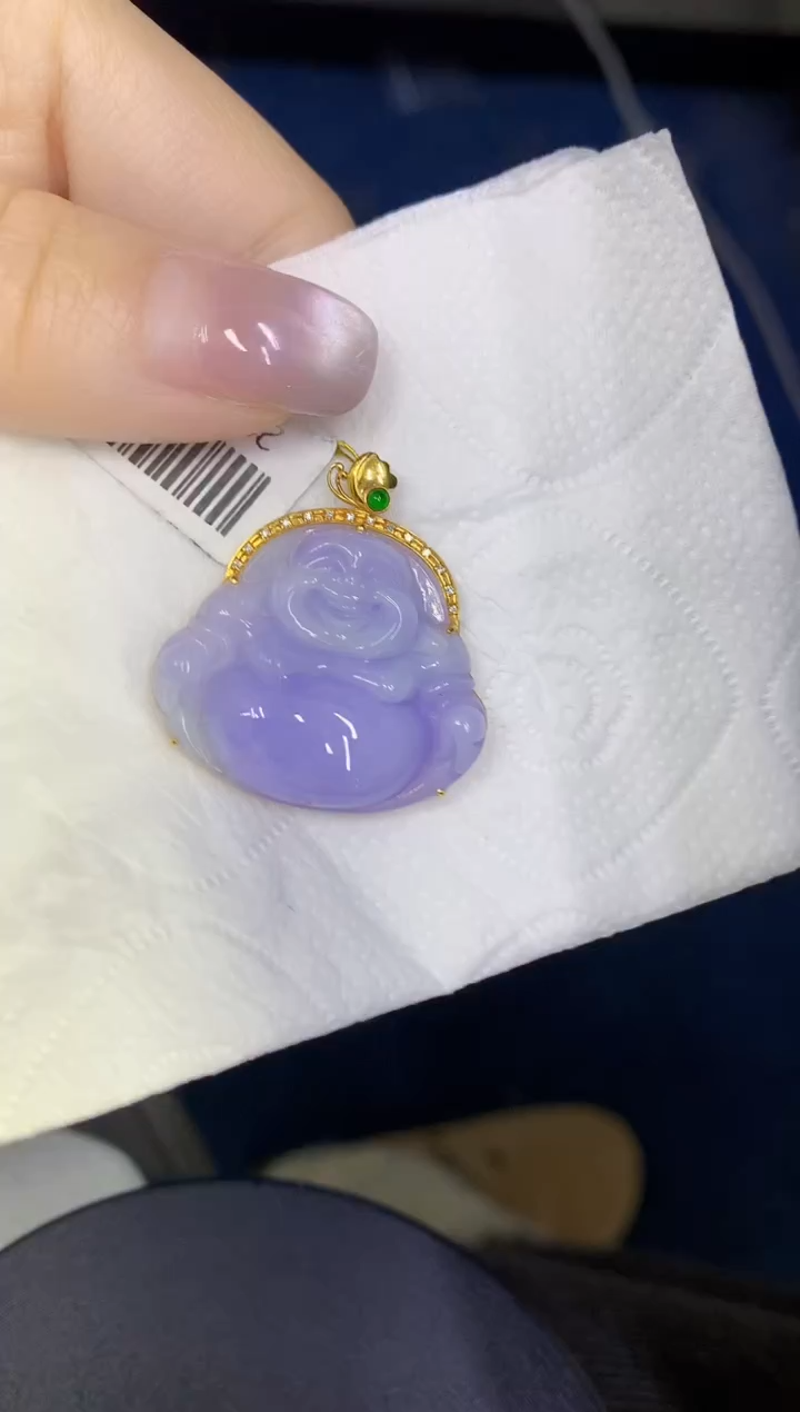 颈饰18K金镶嵌翡翠缅甸天然翡翠A货