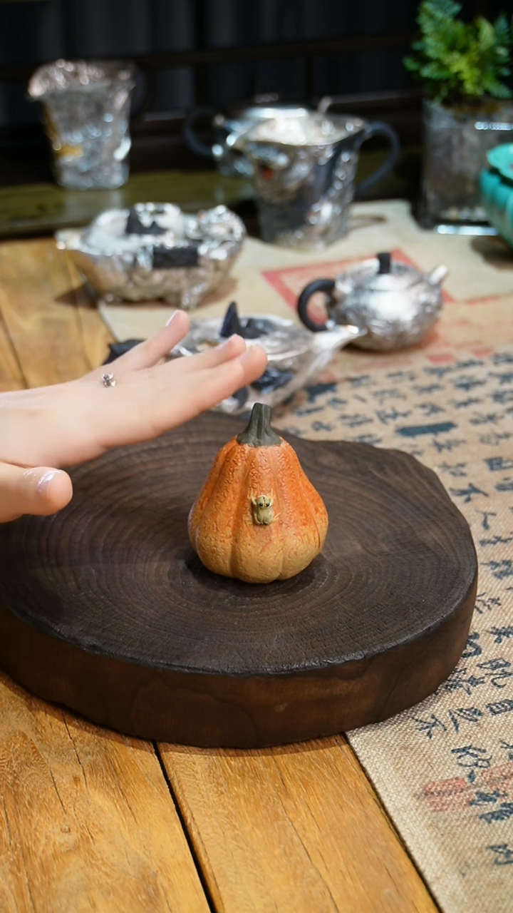 【闪购商品】福器艺术青蛙南瓜茶宠摆件