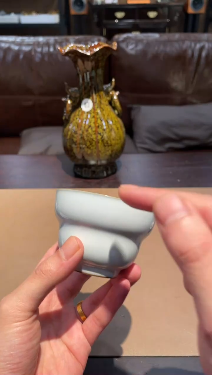 66窑承青瓷月白葫芦杯-微瑕