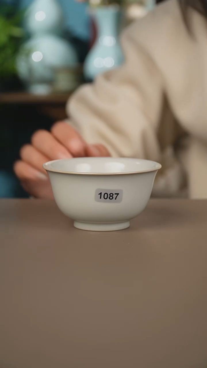 仿古月白压手杯不开微暇     