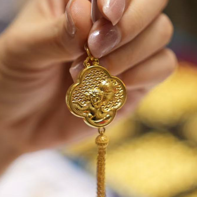 【巧玲专属】足金999福字锦鲤人生四喜流苏吊坠 经典时尚百搭 4.3