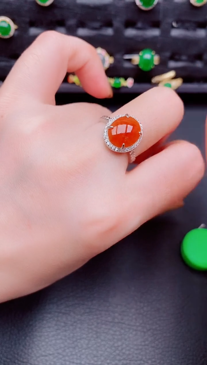 【闪购商品】翡翠戒指银S925镶嵌天然a货翡翠217