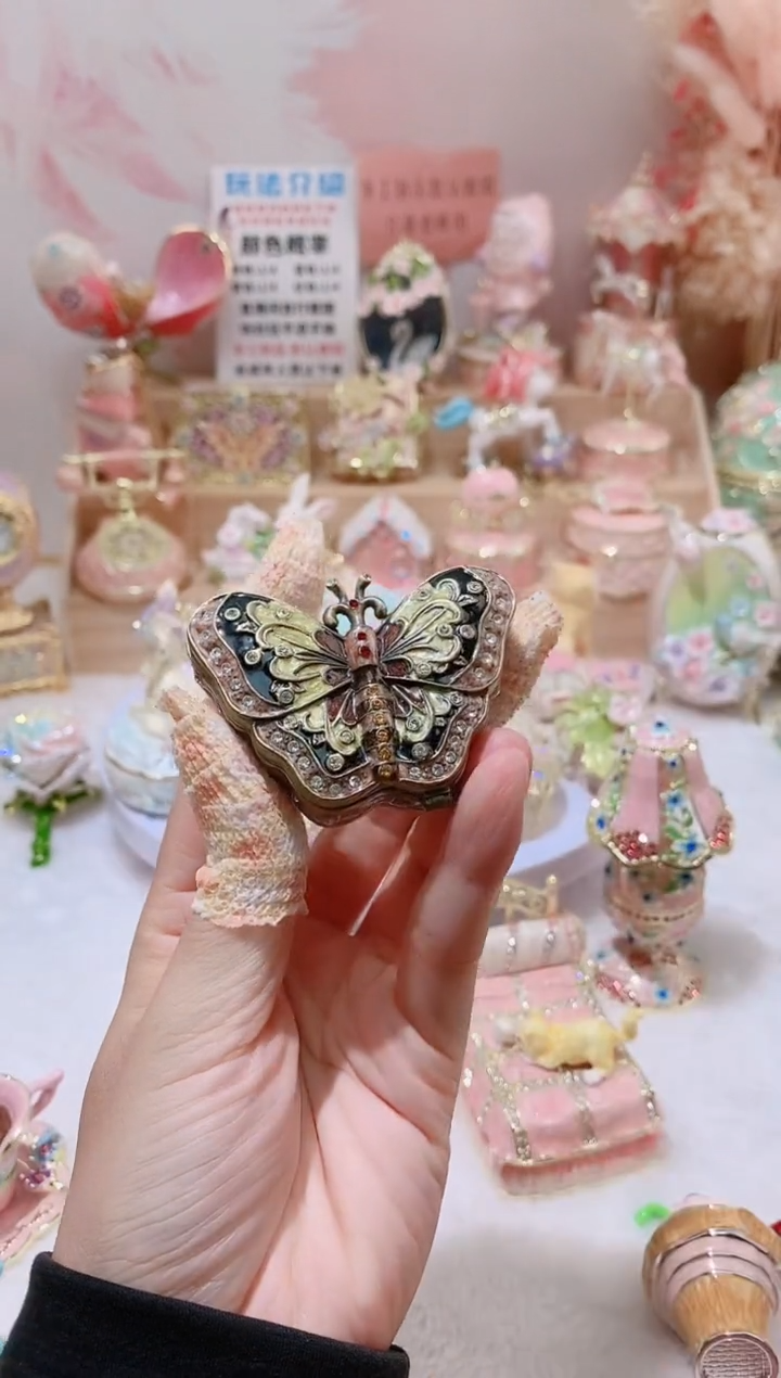 合金合金珐琅彩首饰盒摆件