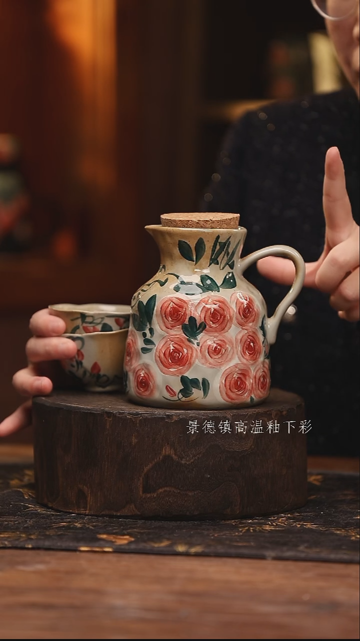 陶瓷景德镇高温釉下手绘陶瓷@L508@