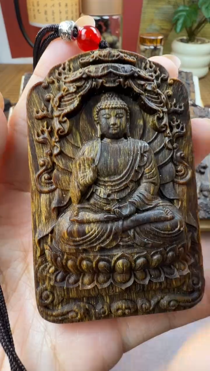 木木雕款  芽庄 十二生肖守护   阿弥托佛 8cm 送养香瓶