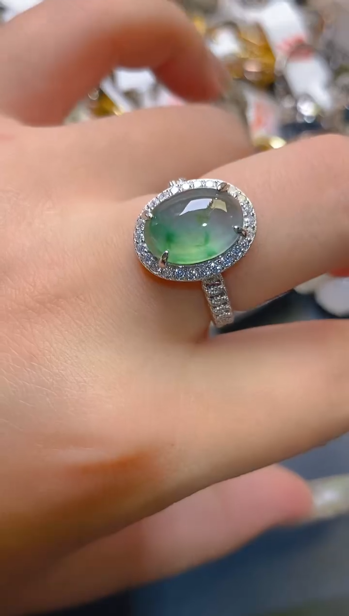 【闪购商品】翡翠耳饰银S925镶嵌天然A货翡翠1