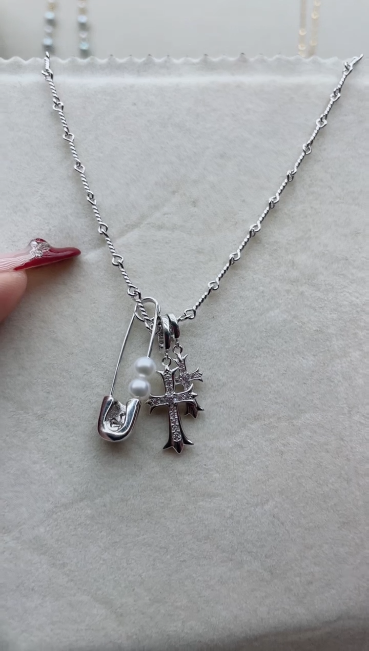 【闪购商品】淡水珍珠套链银S925镶嵌Y16